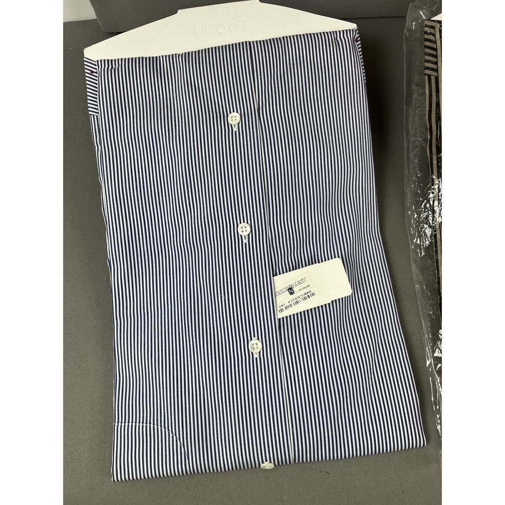 Nordstrom Dress Shirt Men's 15.5-33" Striped Button Down Collar Pocket -Lot of 2 - Picture 5 of 10